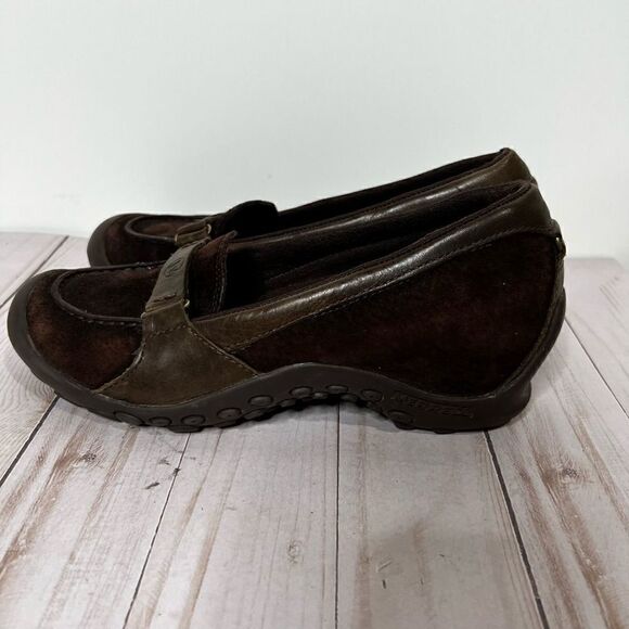 Merrell Brown Plaza Glide Slip On Comfort Shoes - Picture 1 of 8